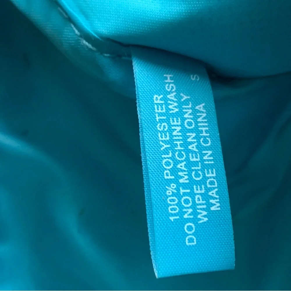 ESTEE LAUDER Women’s Turquoise Blue Tropical Print Zipper Top Cosmetic Bag